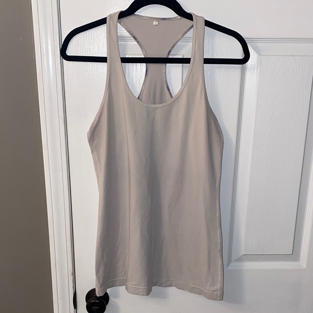 Lululemon Athletica White Racerback Tank Top, Waist length, retired,  sz 12